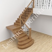 Г-образная Лестница с площадкой Классика-2