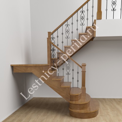 П-образная  Лестница с площадкой Классика-4