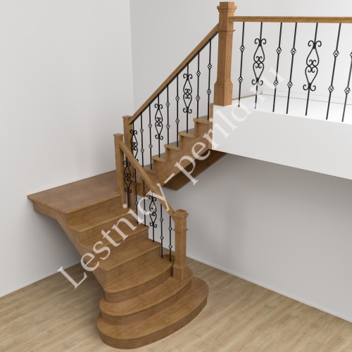 П-образная  Лестница с площадкой Классика-4