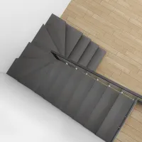 П-образная лестница с забегом МК Glass Black - 5