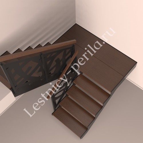 П-образная лестница с резным ограждением - 3
