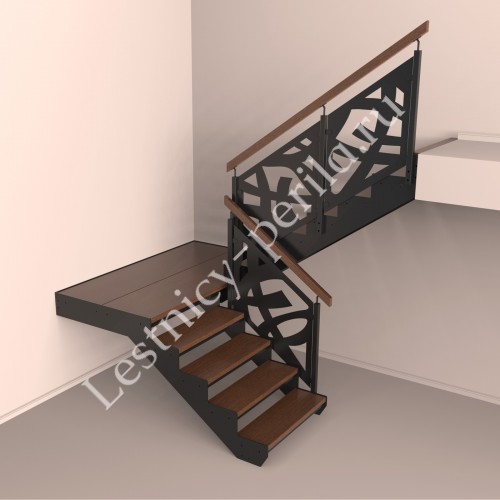 П-образная лестница с резным ограждением - 5