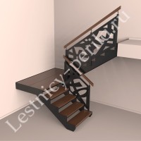 П-образная лестница с резным ограждением