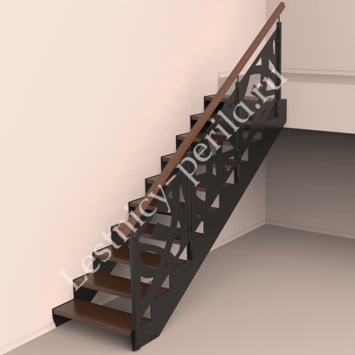 Прямая лестница с резным ограждением  - 1