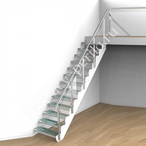 Прямая лестница со стеклянными ступенями СТ-1 - 1