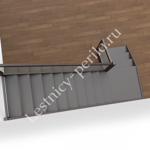 Г-образная лестница с площадкой Модерн-2 - 3