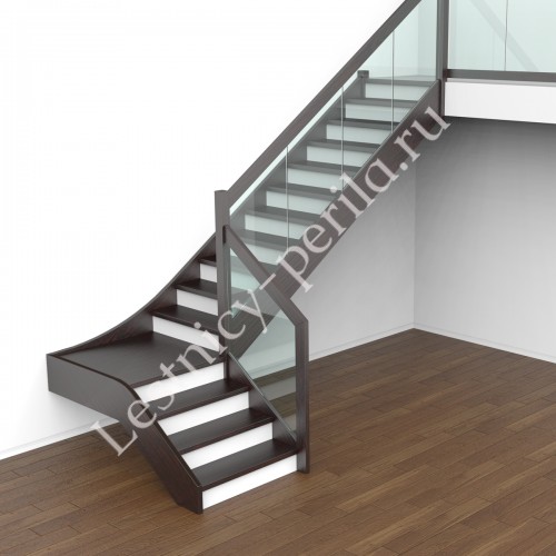 Г-образная лестница с площадкой Модерн-2