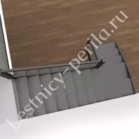 Г-образная Деревянная лестница с забегом Модерн-3 - 3