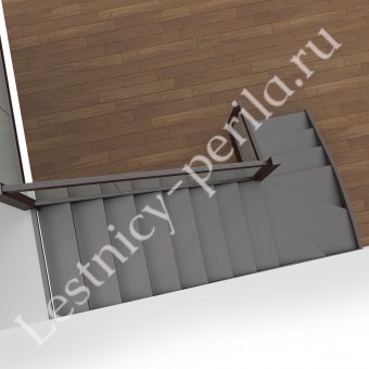 Лестница со стеклянным ограждением Модерн-3