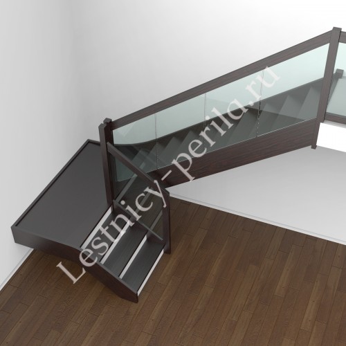 П-образная  лестница с площадкой Модерн-4 - 4