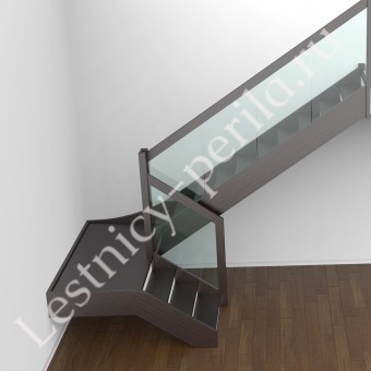 Лестница со стеклянным ограждением Модерн-4