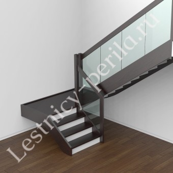 Лестница со стеклянным ограждением Модерн-4