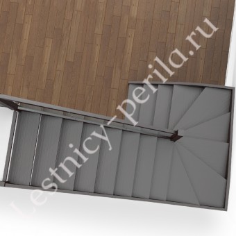 Лестница со стеклянным ограждением Модерн-5