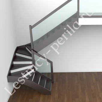 Лестница со стеклянным ограждением Модерн-5
