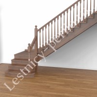 Г-образная деревянная лестница с площадкой Честер-2