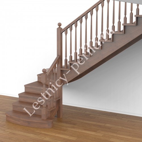Г-образная деревянная лестница с забегом Честер-3