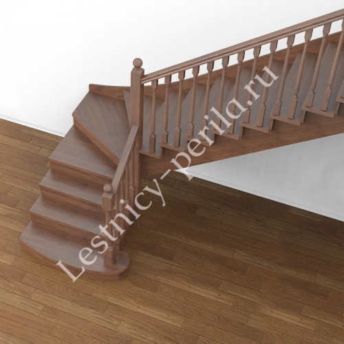 Г-образная деревянная лестница с забегом Честер-3 - 3