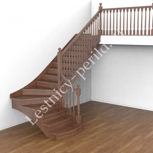 Г-образная деревянная лестница с забегом Честер-3 - 1