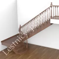 П-образная деревянная лестница с площадкой Честер-4 - 5