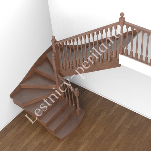 П-образная деревянная лестница с забегом Честер-5 - 4