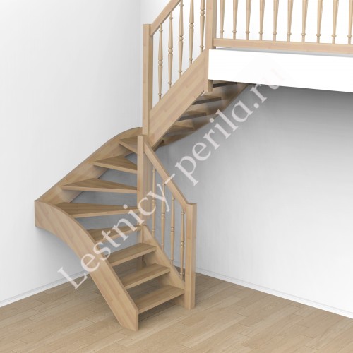 П-образная лестница из дерева с забегом Комфорт-5