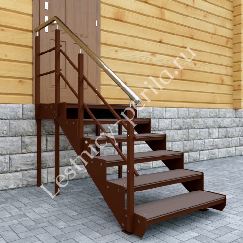 Входная лестница на 5 ступеней с площадкой - Крыльцо 5СП - 1