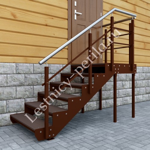 Входная лестница на 5 ступеней с площадкой - Крыльцо 5СПБ - 1