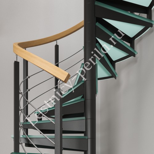 Винтовая лестница со стеклянными ступенями Фрейм Гласс - 4