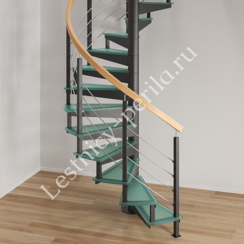 Винтовая лестница со стеклянными ступенями Фрейм Гласс - 1