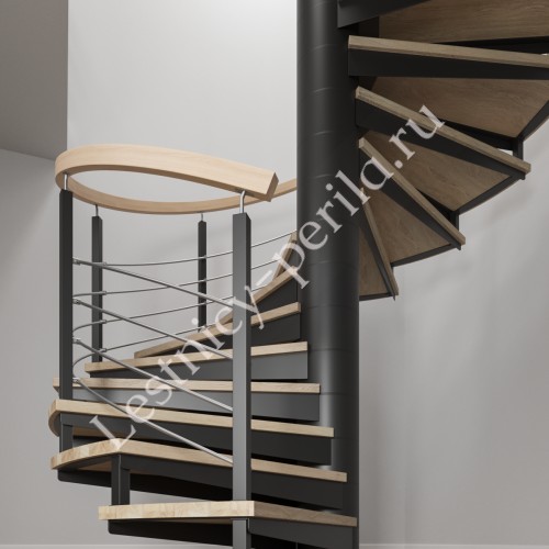 Винтовая лестница с деревянными ступенями Фрейм Гранд Вуд - 2