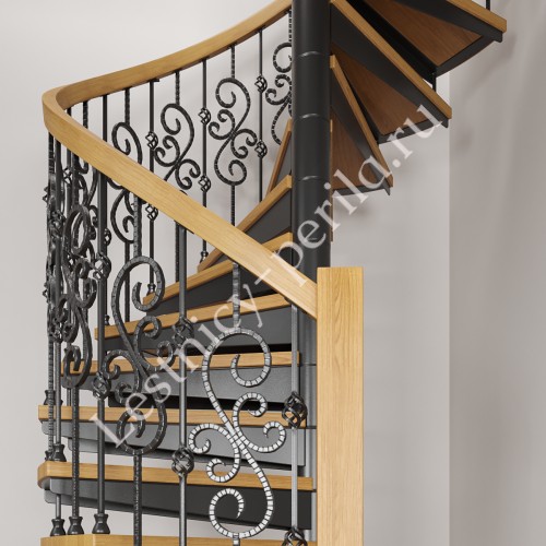 Винтовая лестница с коваными перилами Фрейм Фордж - 3