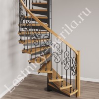 Винтовая лестница с коваными перилами Фрейм Фордж