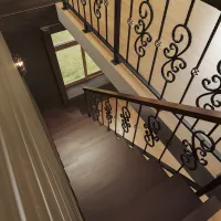 Г-образная лестница с забежными ступенями КО forge black