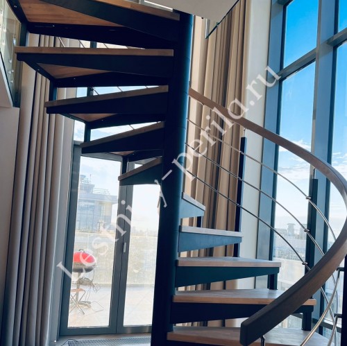 Винтовая лестница с ригелями Frame Line Black - 5