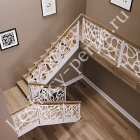 П-образная открытая лестница с площадкой LT Art White