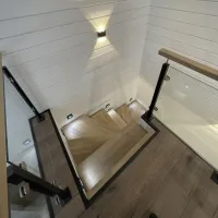 П-образная лестница с забегом  MK Glass Simple Black