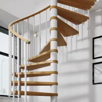 Винтовая лестница  с деревянными ступенями  Lira Dense White