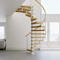 Винтовая лестница  с деревянными ступенями Lira Line White
